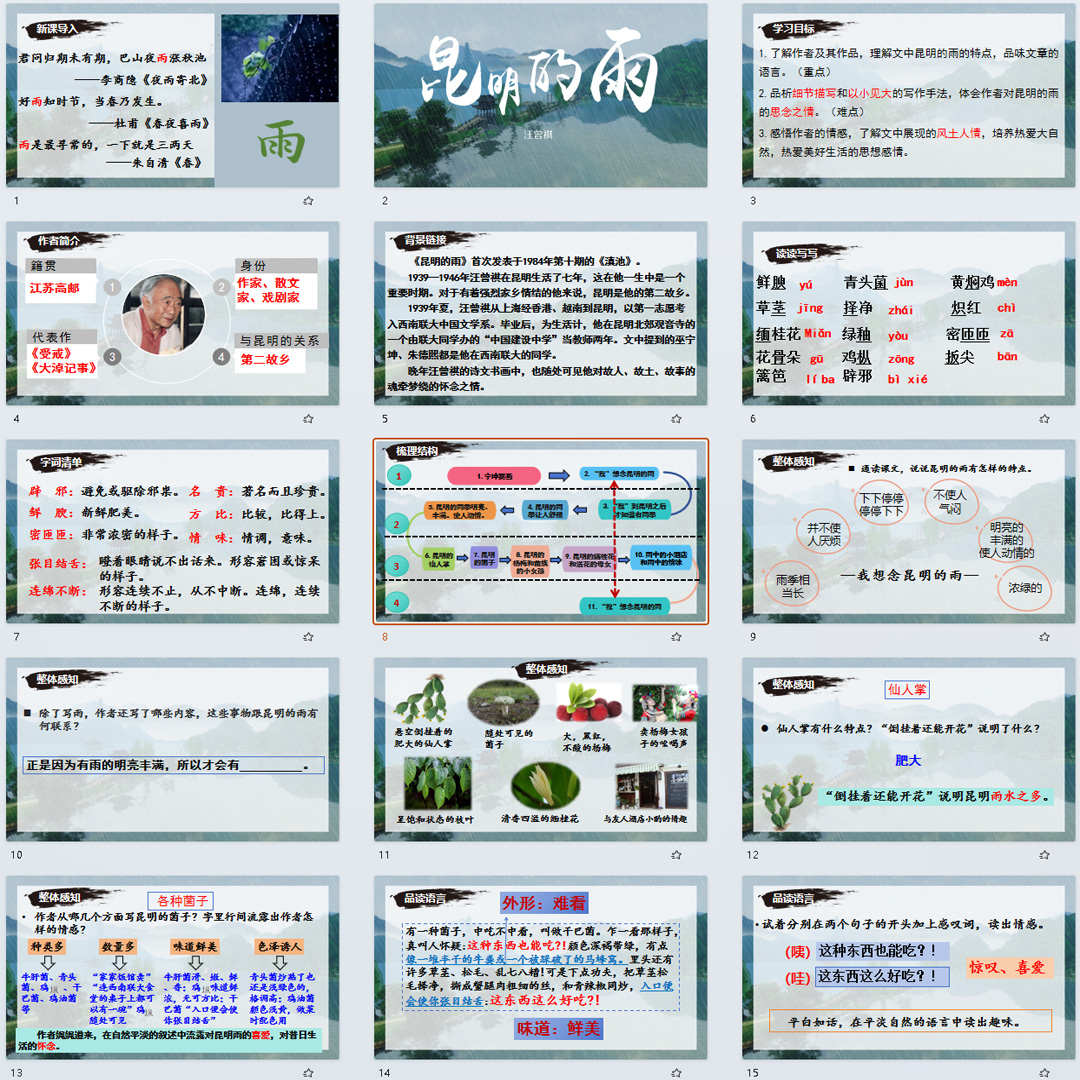 《昆明的雨》PPT课件优质课初中八年级上册语文第17课教学课件