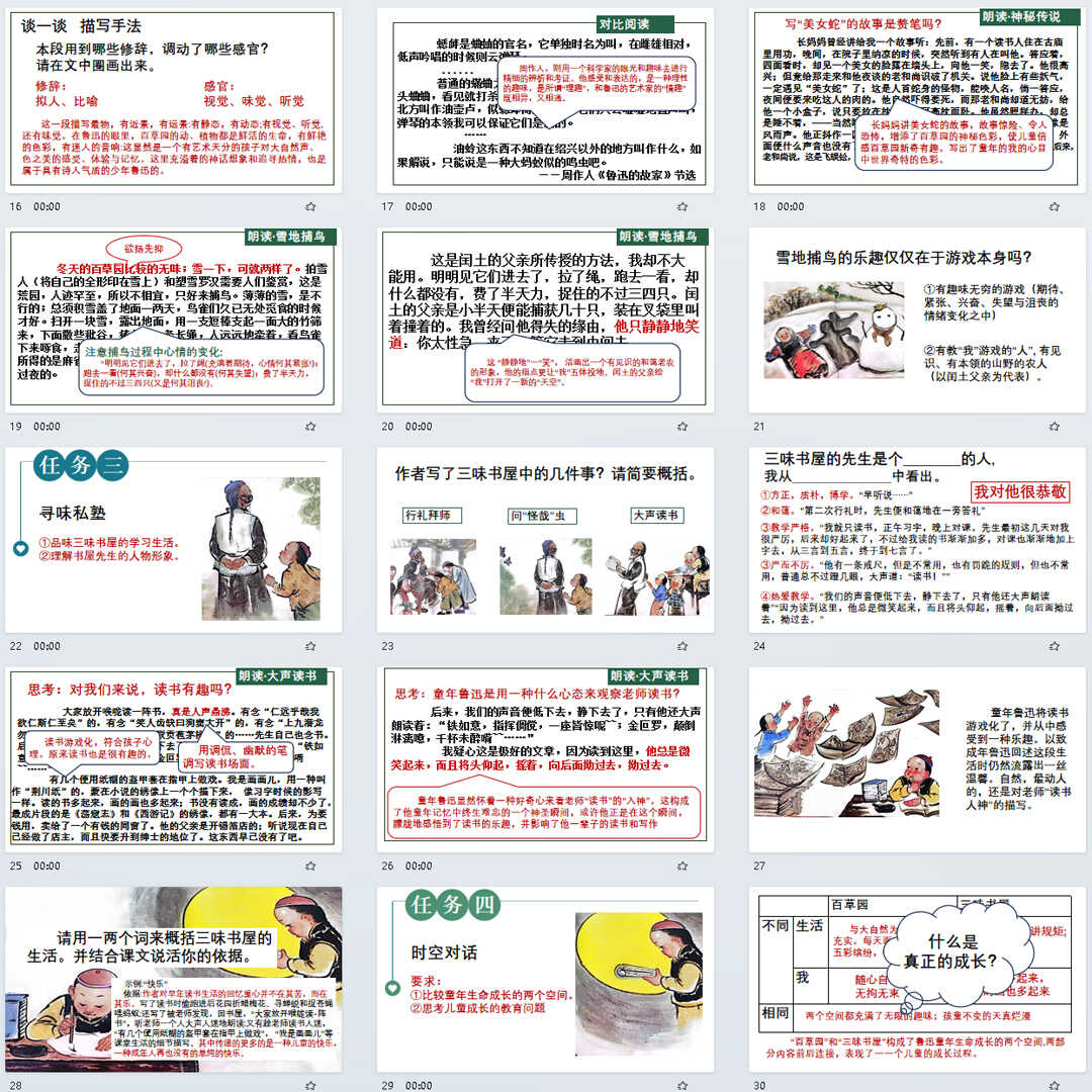 《从百草园到三味书屋》PPT课件35套七年级上册语文第九课PPT课件