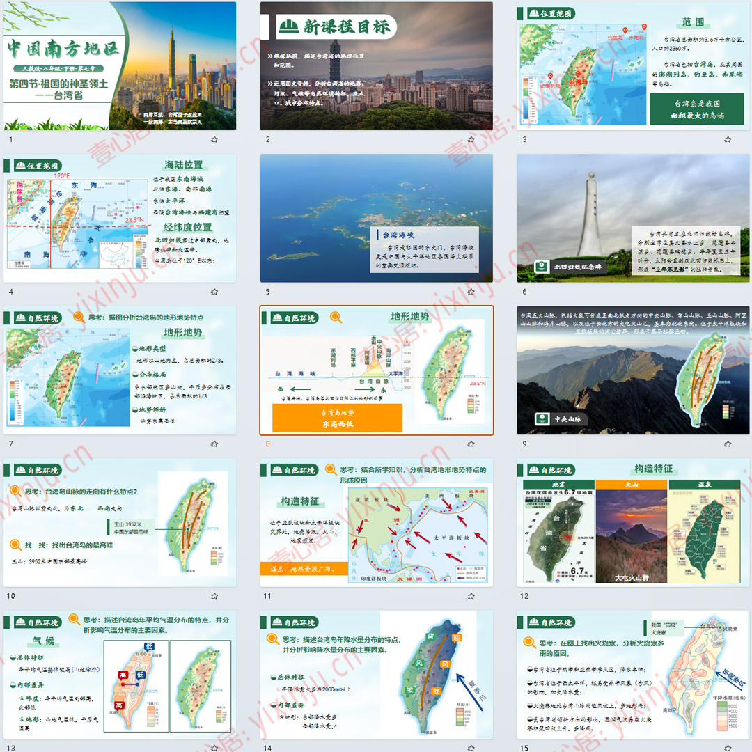 人教版“祖国的神圣领土”台湾省PPT课件10套八下地理第七章第4节