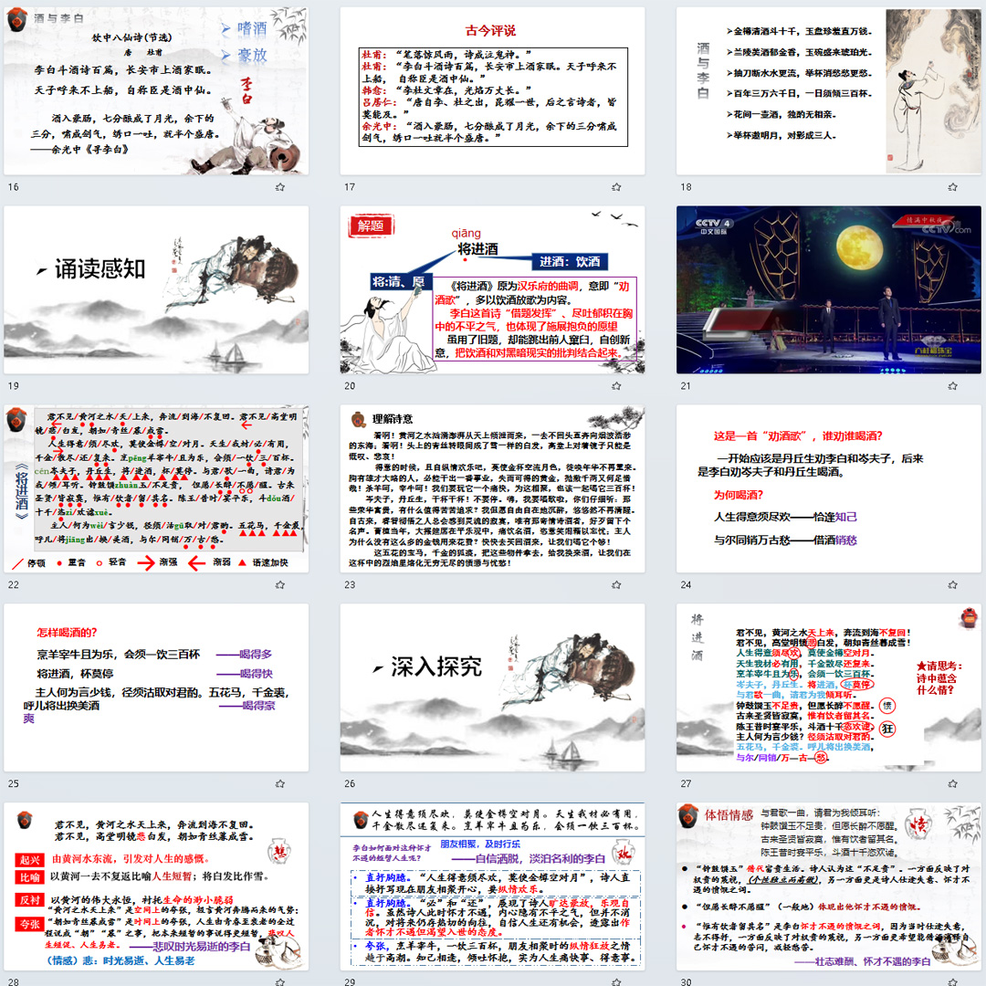 《将进酒》PPT课件公开课古诗词诵读高二语文上学期选择性必修上