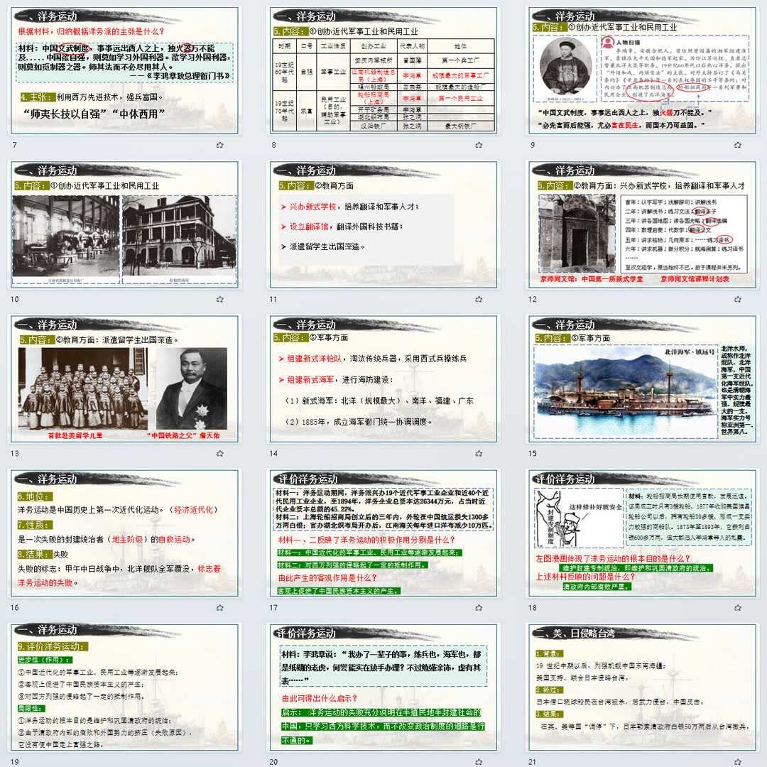 《洋务运动》PPT课件14套初中八年级上册历史第四课PPT